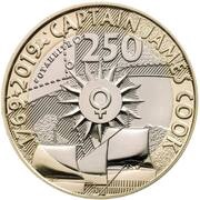 2 Pounds - Elizabeth II 5th portrait; Captain Cook - II, United Kingdom, 2019 reverse image