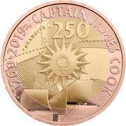 2 Pounds - Elizabeth II Captain Cook - II; Gold Proof, United Kingdom, 2019 reverse image