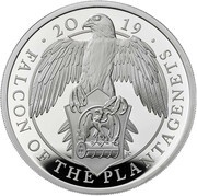 2 Pounds - Elizabeth II Falcon of the Plantagenets; Silver Proof, United Kingdom, 2019 reverse image