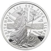 2 Pounds - Elizabeth II 5th portrait; 1 oz Fine Silver, United Kingdom, 2020 reverse image