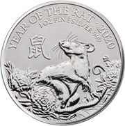 2 Pounds - Elizabeth II Year of the Rat; 1 oz Fine Silver, United Kingdom, 2020 reverse image