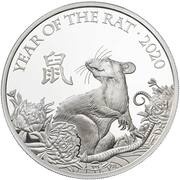 2 Pounds - Elizabeth II Year of the Rat; Silver Proof, United Kingdom, 2020 reverse image