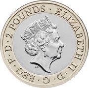 2 Pounds - Elizabeth II 5th portrait; 75th VE Day obverse image