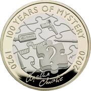 2 Pounds - Elizabeth II 5th portrait; Agatha Christie, United Kingdom, 2020 reverse image