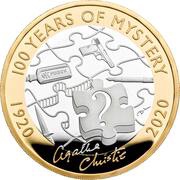 2 Pounds - Elizabeth II Agatha Christie; Silver Piedfort, United Kingdom, 2020 reverse image