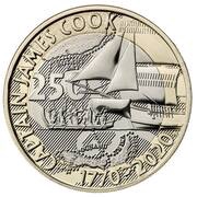 2 Pounds - Elizabeth II 5th portrait; Captain Cook - III, United Kingdom, 2020 reverse image