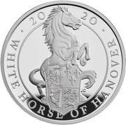 2 Pounds - Elizabeth II White Horse of Hanover; Silver Proof, United Kingdom, 2020 reverse image