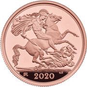 2 Sovereigns- Elizabeth II 5th portrait; George III Bicentenary, United Kingdom, 2020 reverse image