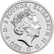 2 Pounds - Elizabeth II 5th portrait; 1 oz Fine Silver obverse image