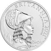 2 Pounds - Elizabeth II 5th portrait; 1 oz Fine Silver, United Kingdom, 2021 reverse image