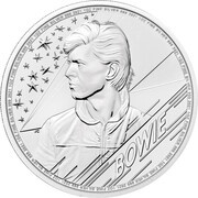 2 Pounds - Elizabeth II David Bowie; 1 oz Fine Silver, United Kingdom, 2021 reverse image