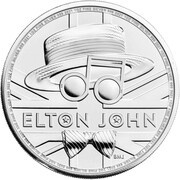 2 Pounds - Elizabeth II Elton John; 1 oz Fine Silver, United Kingdom, 2021 reverse image