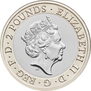 2 Pounds - Elizabeth II 5th portrait; H.G Wells obverse image