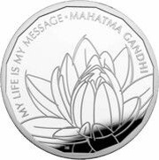 2 Pounds - Elizabeth II Mahatma Gandhi; Silver Proof, United Kingdom, 2021 reverse image