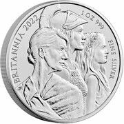 2 Pounds - Elizabeth II 5th portrait; 1 oz Fine Silver, United Kingdom, 2022 reverse image