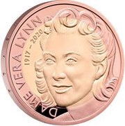 2 Pounds - Elizabeth II Dame Vera Lynn; Gold Proof, United Kingdom, 2022 reverse image