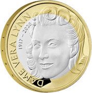 2 Pounds - Elizabeth II Dame Vera Lynn; Silver Proof, United Kingdom, 2022 reverse image