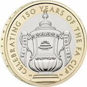 2 Pounds - Elizabeth II 5th portrait; The FA Cup, United Kingdom, 2022 reverse image