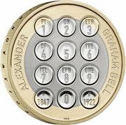 2 Pounds - Elizabeth II 5th portrait; Alexander Graham Bell, United Kingdom, 2022 reverse image