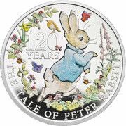 2 Pounds - Elizabeth II Peter Rabbit; Silver Proof, United Kingdom, 2022 reverse image