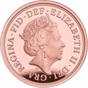 2 Sovereigns- Elizabeth II 5th portrait; Platinum Jubilee obverse image
