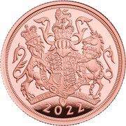2 Sovereigns- Elizabeth II 5th portrait; Platinum Jubilee, United Kingdom, 2022 reverse image