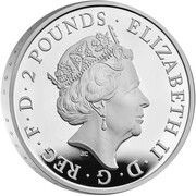 2 Pounds - Elizabeth II Lion of England; Silver Proof obverse image