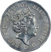 2 Pounds - Elizabeth II Churchill and Roosevelt; 1 oz Fine Silver obverse image