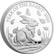 2 Pounds - Elizabeth II Posthumous; Year of the Rabbit; Silver Proof, United Kingdom, 2023 reverse image