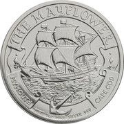 2 Pounds - Elizabeth II Posthumous; Mayflower; 1 oz Fine Silver, United Kingdom, 2023 reverse image