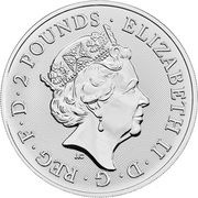2 Pounds - Elizabeth II Posthumous; King Arthur; 1 oz Fine Silver obverse image