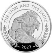 2 Pounds - Charles III The Lion and The Eagle; Silver Proof, United Kingdom, 2023 reverse image