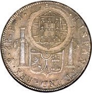 960 Réis - João Prince Regent Countermarked 8 Reales; Cuiaba, Brazil, 1821 reverse image