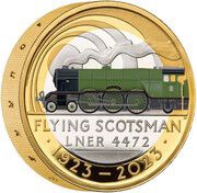 2 Pounds - Charles III Flying Scotsman Centenary; Silver Piedfort, United Kingdom, 2023 reverse image