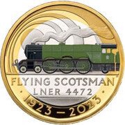 2 Pounds - Charles III Flying Scotsman Centenary; Silver Proof, United Kingdom, 2023 reverse image