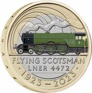 2 Pounds - Charles III Flying Scotsman Centenary, United Kingdom, 2023 reverse image