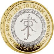 2 Pounds - Charles III JRR Tolkien; Silver Proof, United Kingdom, 2023 reverse image