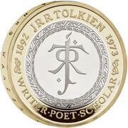 2 Pounds - Charles III JRR Tolkien, United Kingdom, 2023 reverse image