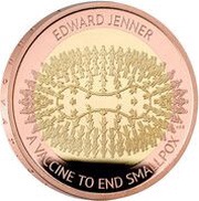 2 Pounds - Charles III Edward Jenner; Gold Proof, United Kingdom, 2023 reverse image