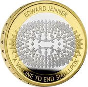2 Pounds - Charles III Edward Jenner; Silver Proof, United Kingdom, 2023 reverse image