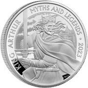 2 Pounds - Charles III King Arthur; Silver Proof, United Kingdom, 2023 reverse image