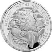 2 Pounds - Charles III Merlin; Silver Proof, United Kingdom, 2023 reverse image