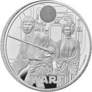 2 Pounds - Charles III Luke Skywalker and Princess Leia; Silver Proof, United Kingdom, 2023 reverse image