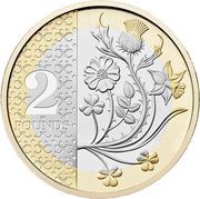 2 Pounds - Charles III National Flowers, United Kingdom, 2023-2024 reverse image