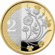 2 Pounds - Charles III National Flowers; Silver Proof, United Kingdom, 2023-2024 reverse image