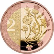 2 Pounds - Charles III National Flowers; Gold Proof, United Kingdom, 2023-2024 reverse image