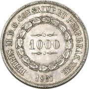 1000 Réis - Pedro II Trial Strike obverse image