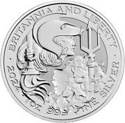 2 Pounds - Charles III Britannia & Liberty ; 1 oz Fine Silver, United Kingdom, 2024 reverse image