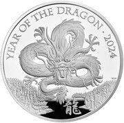 2 Pounds - Charles III Year of the Dragon; Silver Proof, United Kingdom, 2024 reverse image