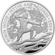 2 Pounds - Charles III Robin Hood; Silver Proof, United Kingdom, 2024 reverse image